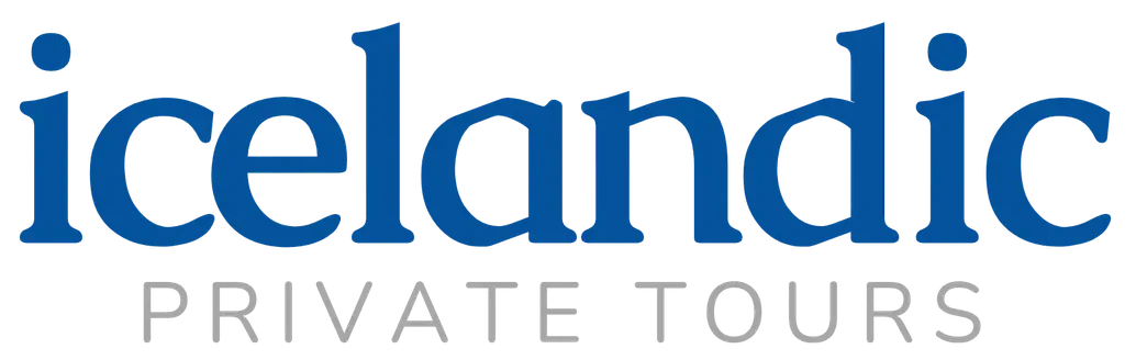 Logo of Icelandic Private Tours featuring stylized blue text on a transparent background.